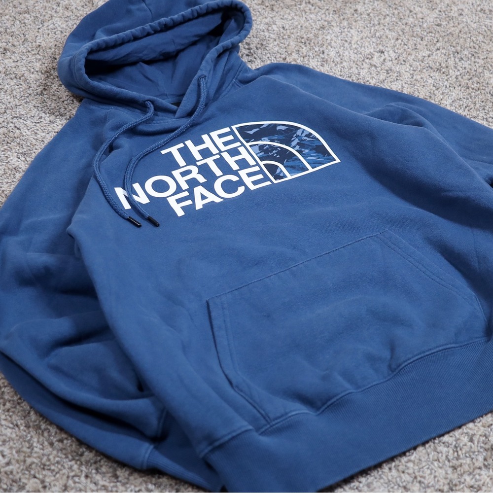 The North Face Womens Blue Half Dome Hoodie Pullover Logo Camo Graphic‎ Size S - Picture 5 of 11